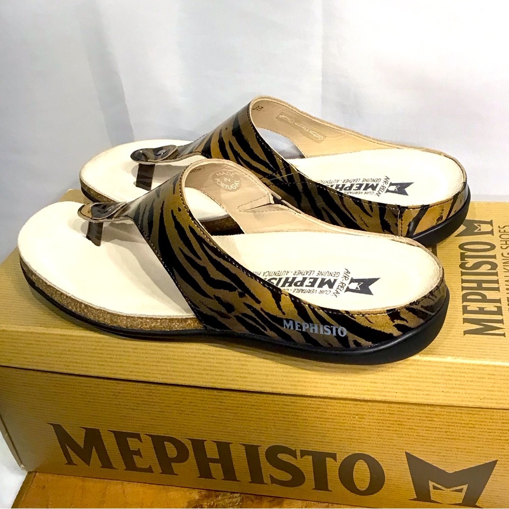 Memphisto Zebra Print Leather Slides New